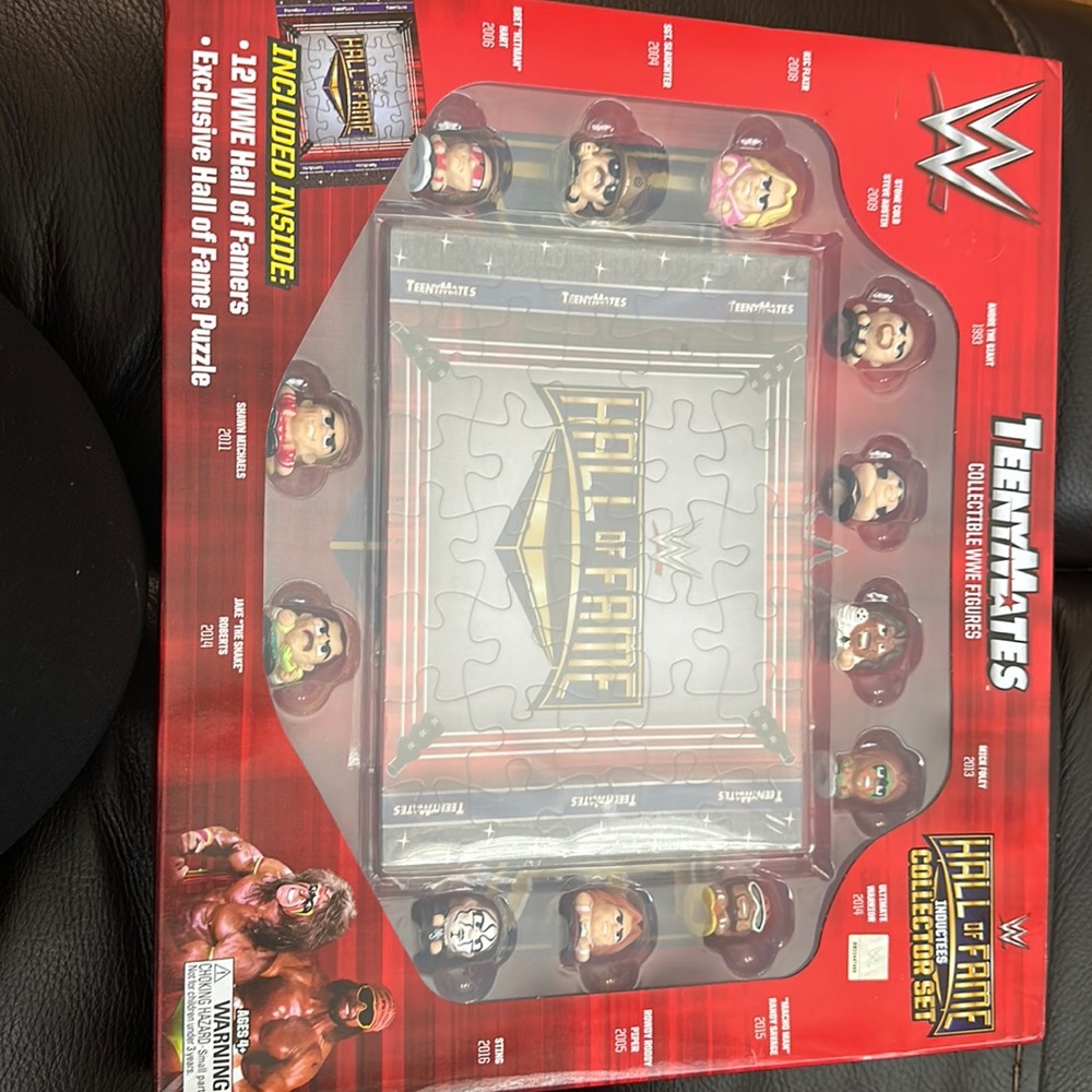 WWE Teenymates includes 12 WWE Halls of Famers and 1 puzzle